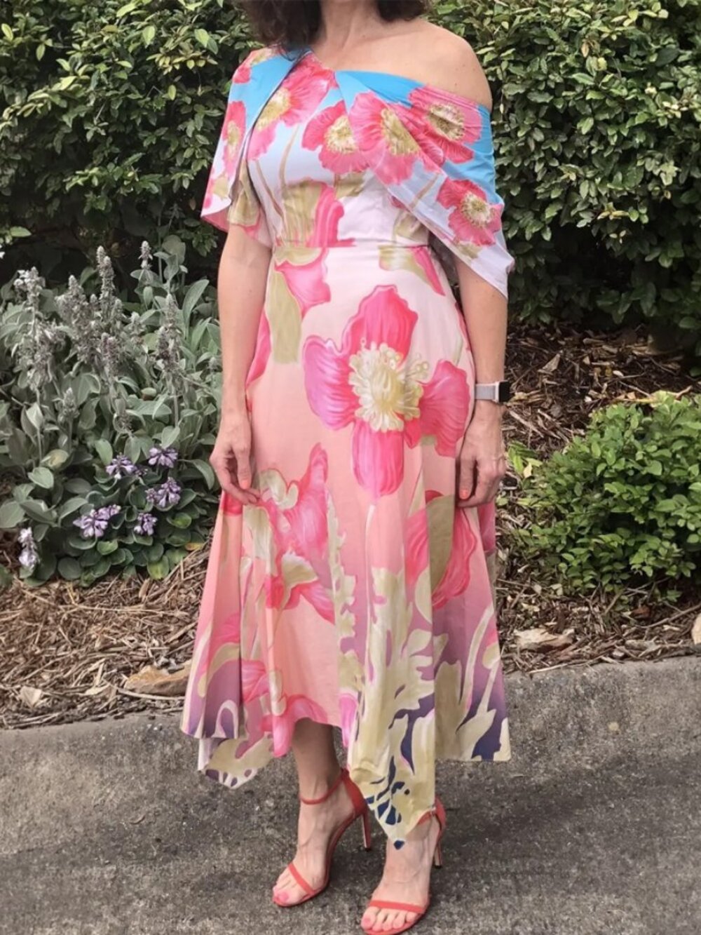 Peter Pilotto Pink Floral Cotton Asymmetric Midi Dress Size 2